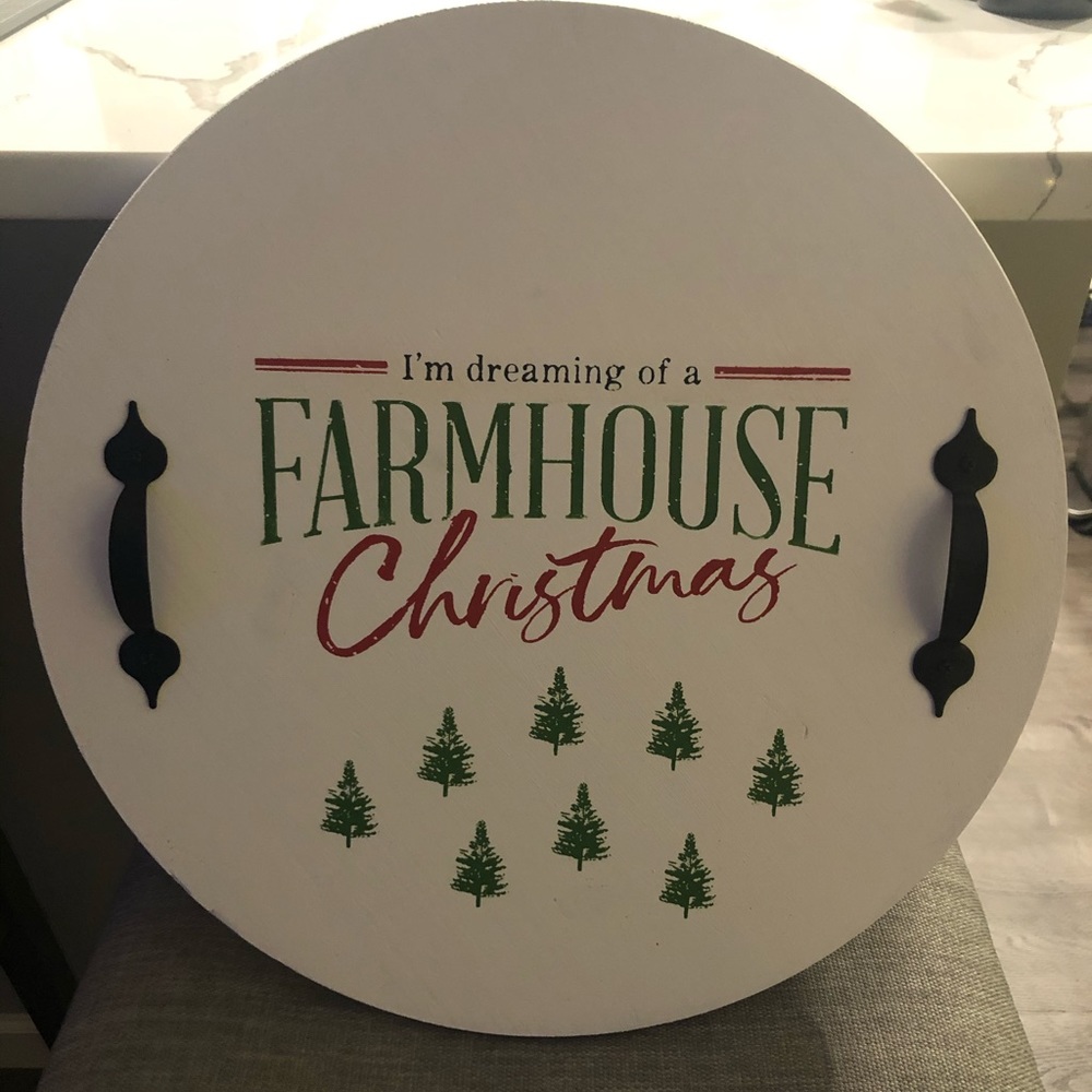 Christmas farmhouse wooden tray